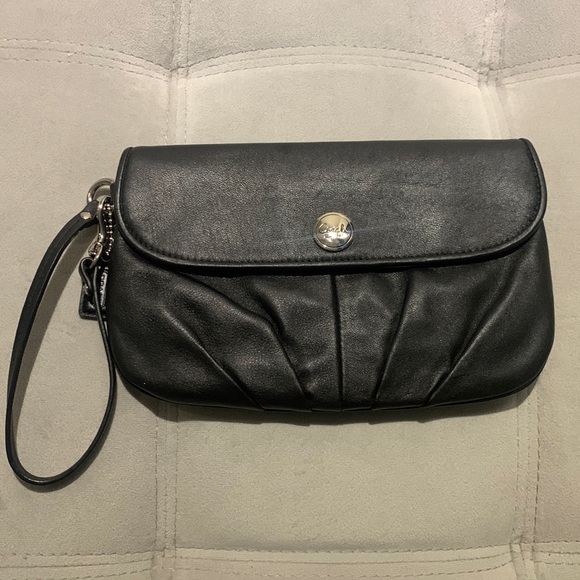 Coach Handbags - Black Leather Coach Wristlet